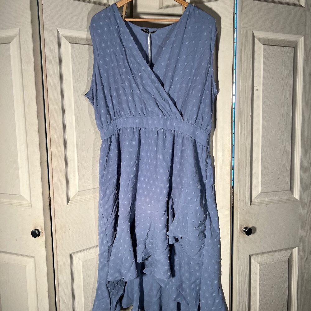 Grace Karin Blue Dress with Ruffled High Low Bottom Size 2XL